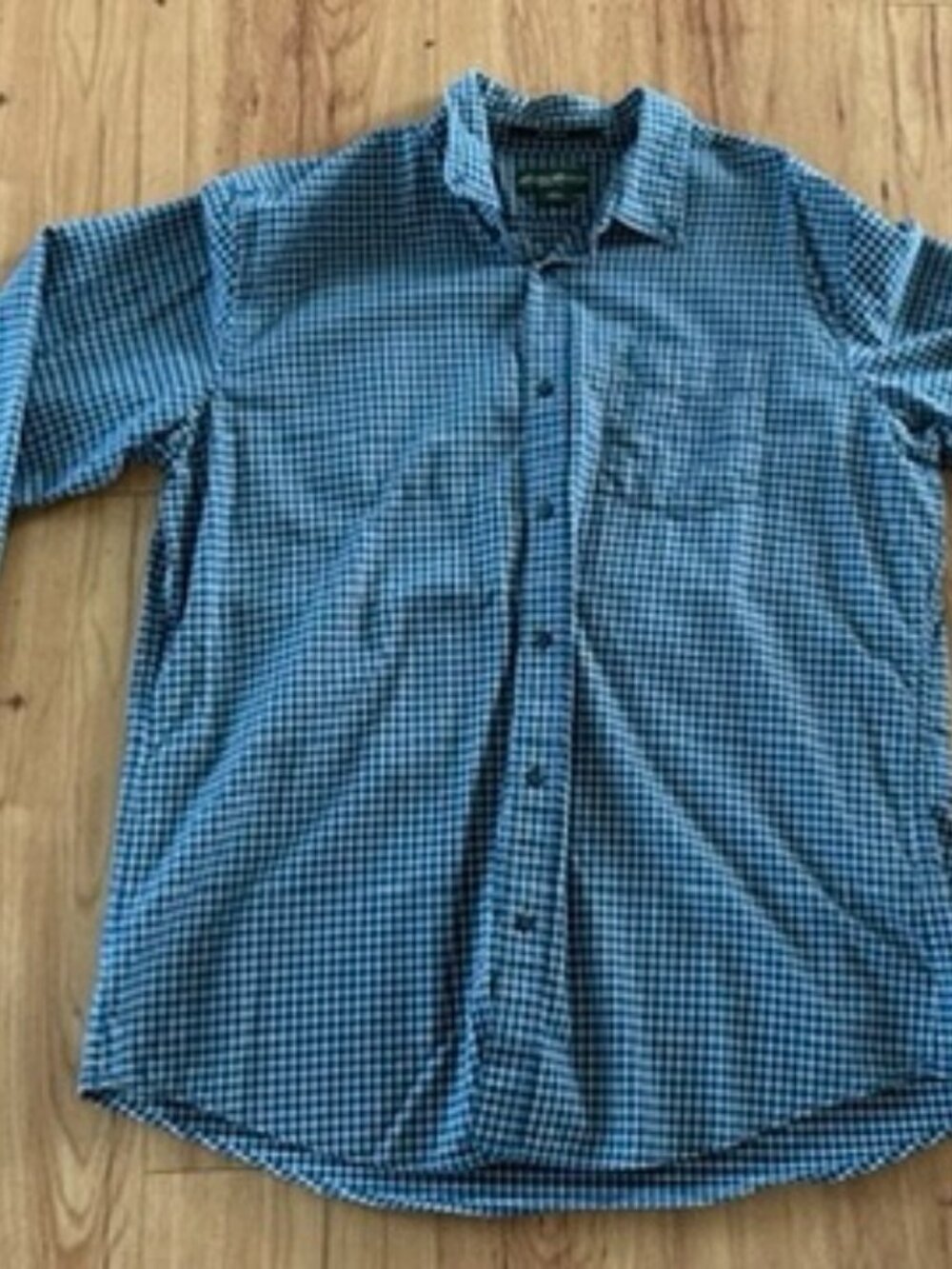 Eddie Bauer Large Blue Plaid Relaxed Fit Long Sleeve Shirt